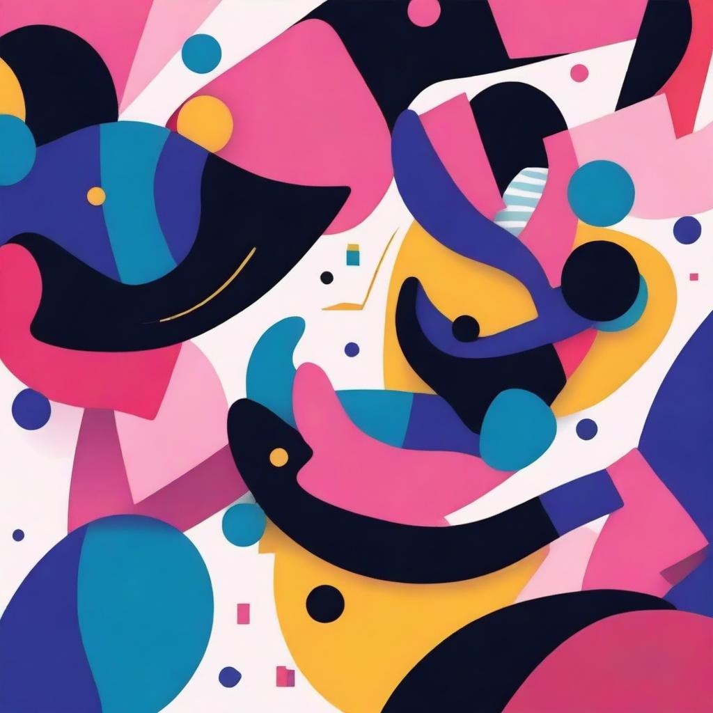 A vibrant and eye-catching album cover featuring abstract shapes and bold colors