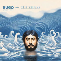 Una portada de álbum titulada 'Azul Cuán Mar' de Hugo Quiñonez con un diseño inspirado en el océano