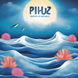 Una portada de álbum titulada 'Azul Cuán Mar' de Hugo Quiñonez con un diseño inspirado en el océano