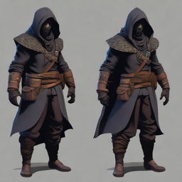 A male rogue artificer, masked and wearing a hood