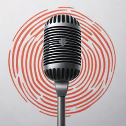 A sleek, modern microphone with visually striking sound waves emanating from it, overlaid with the text of a podcast name in bold letters, designed to symbolize a lively and engaging podcast YouTube channel.