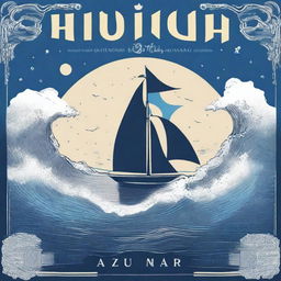 Una portada de álbum titulada 'Azul Cuán Mar' de Hugo Quiñonez con un diseño inspirado en el océano