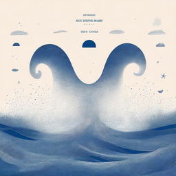 Una portada de álbum titulada 'Azul Cuán Mar' de Hugo Quiñonez con un diseño inspirado en el océano