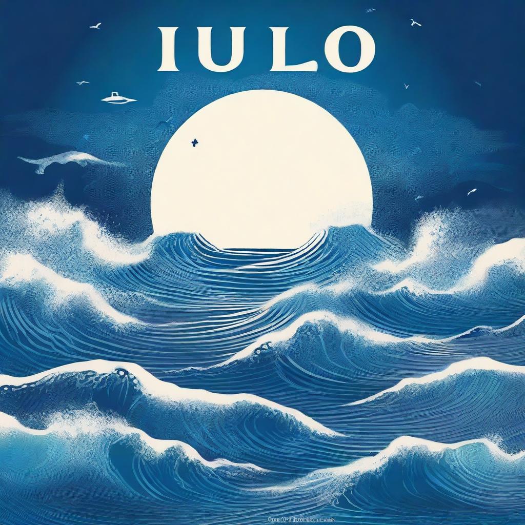 Una portada de álbum titulada 'Azul Cuán Mar' de Hugo Quiñonez con un diseño inspirado en el océano