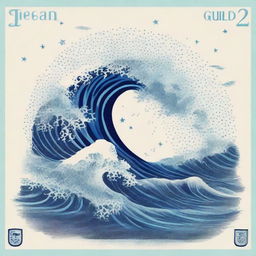 Una portada de álbum titulada 'Azul Cuán Mar' de Hugo Quiñonez con un diseño inspirado en el océano