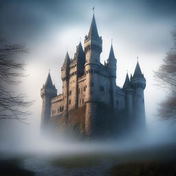 Create an image of a mysterious castle