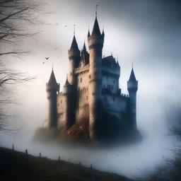 Create an image of a mysterious castle