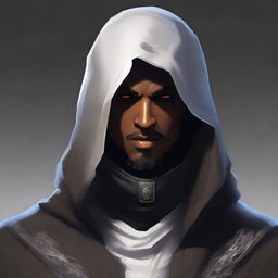 Create an enigmatic character portrait of a Shadar-Kai male rogue artificer