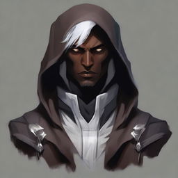 Create an enigmatic character portrait of a Shadar-Kai male rogue artificer