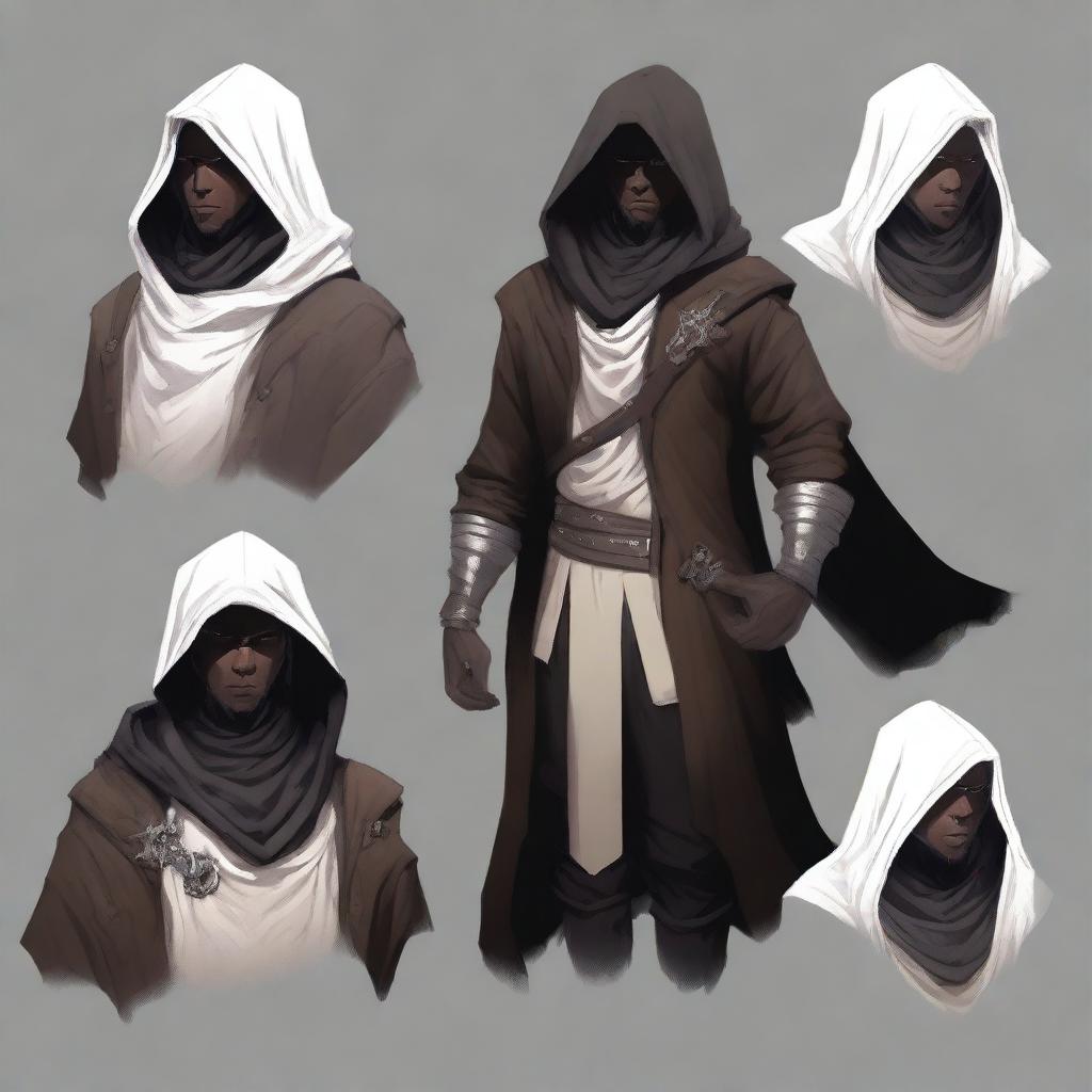 Create an enigmatic character portrait of a Shadar-Kai male rogue artificer