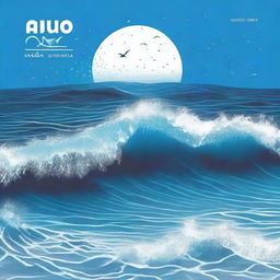 Una portada de álbum titulada 'Azul Cuán Mar' de Hugo Quiñonez con un diseño inspirado en el océano