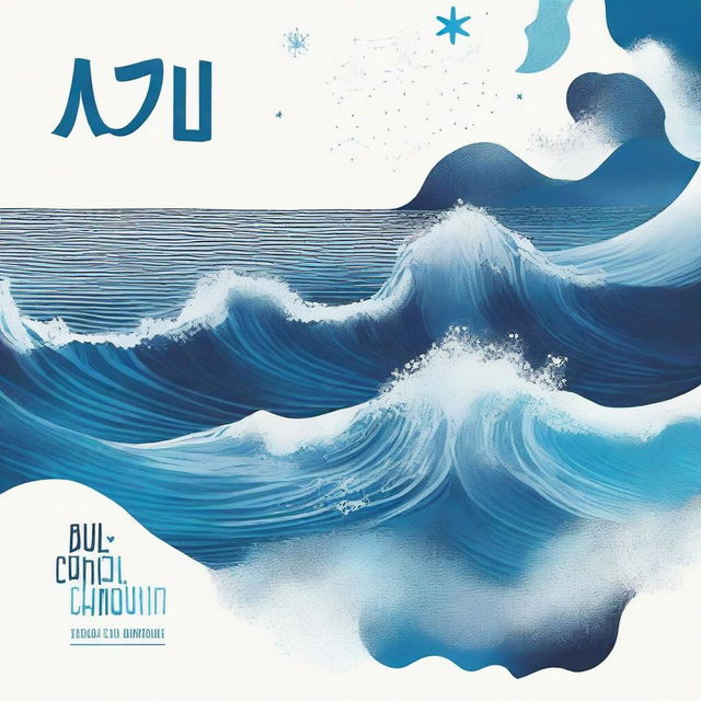 Crea una portada de álbum titulada 'Azul Cuán Mar' de Hugo Quiñonez