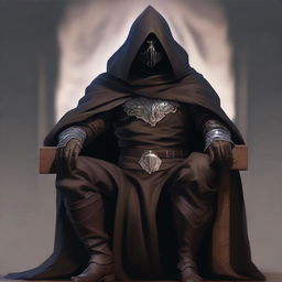 Create an enigmatic full body character portrait of a male rogue artificer with brown skin