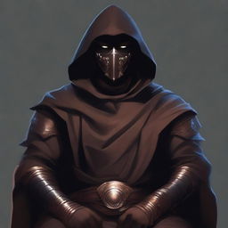 Create an enigmatic full body character portrait of a male rogue artificer with brown skin