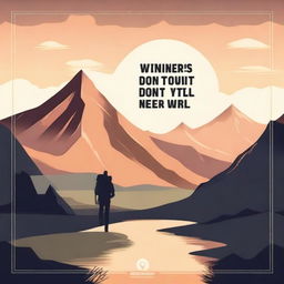 Create an inspirational image with the quote 'Winners don't Quit, Quitters never Win'