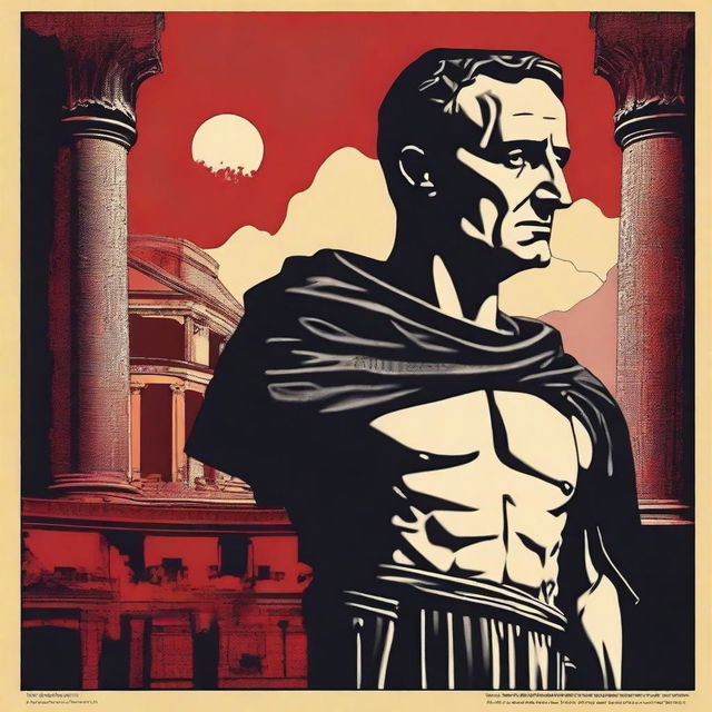 Create a dramatic movie poster for the play 'Julius Caesar' by William Shakespeare