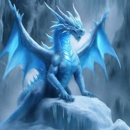 A fierce ice dragon named Snowstorm sits on an icicle throne