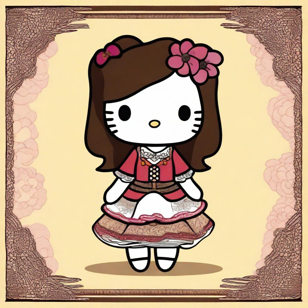 A charming illustration of Hello Kitty with a Latina twist