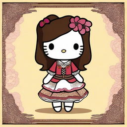 A charming illustration of Hello Kitty with a Latina twist