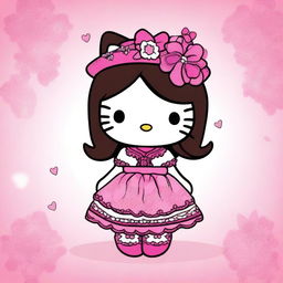 A charming illustration of Hello Kitty with a Mexican twist