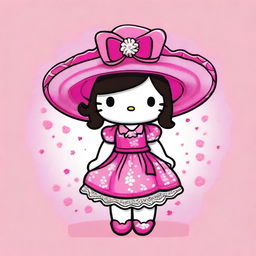 A charming illustration of Hello Kitty with a Mexican twist