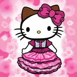 A charming illustration of Hello Kitty with a Mexican twist