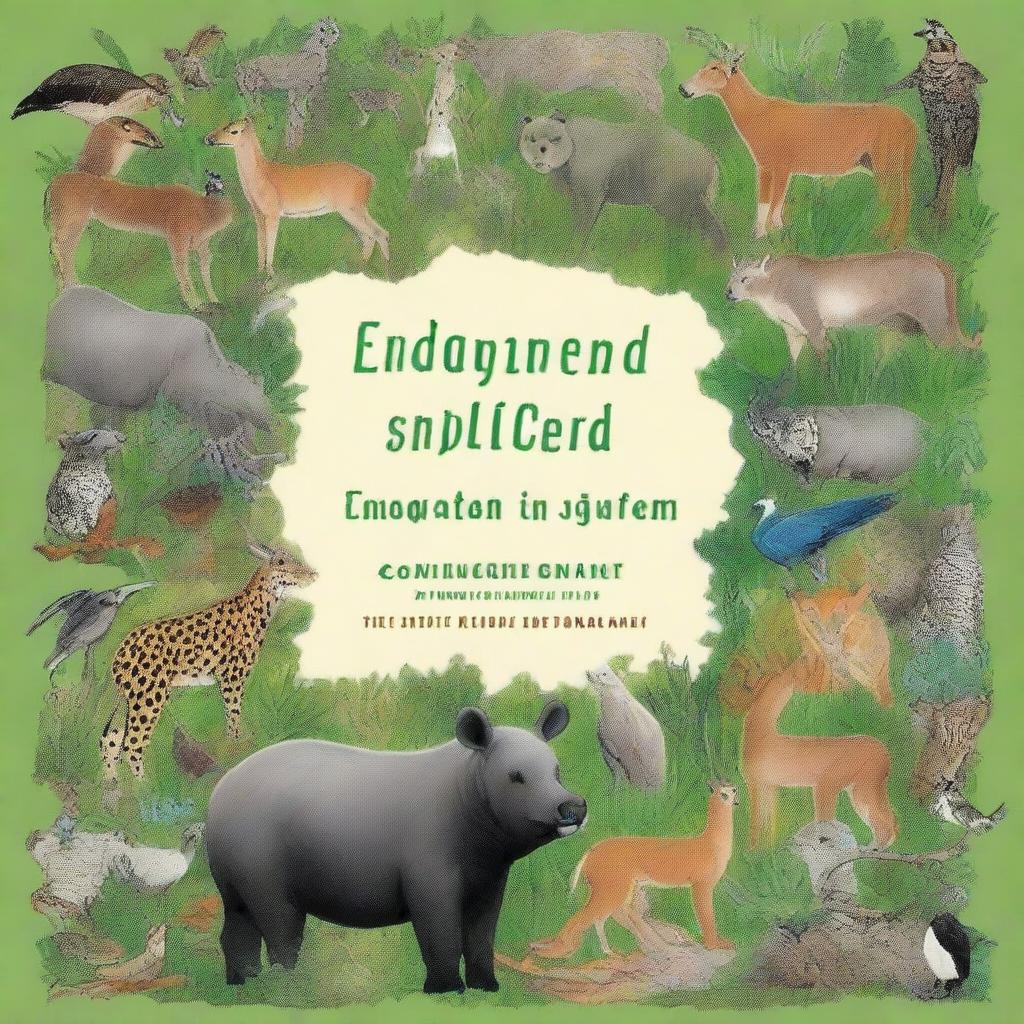 A detailed book cover depicting various organisms classified as Endangered and Critically Endangered