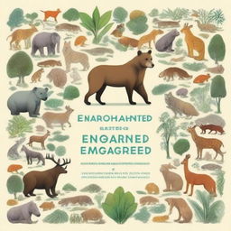 A detailed book cover depicting various organisms classified as Endangered and Critically Endangered