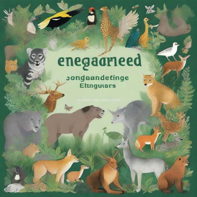 A detailed book cover depicting various organisms classified as Endangered and Critically Endangered