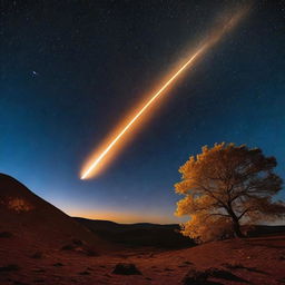 A meteorite crossing the night sky