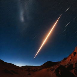 A meteorite crossing the night sky