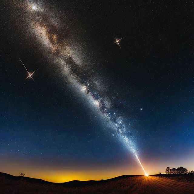 A meteorite crossing the night sky