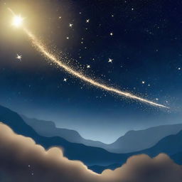 A shooting star crossing the night sky