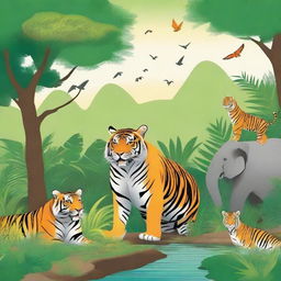 A book cover background featuring various endangered animals in their natural habitats