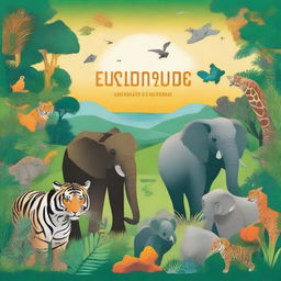 A book cover background featuring various endangered animals in their natural habitats