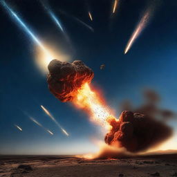 Meteorites falling from space into the Earth's atmosphere