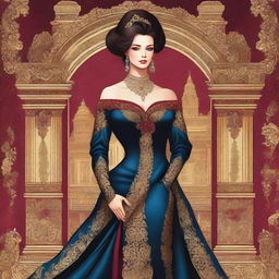 An illustrated book cover featuring a luxurious woman