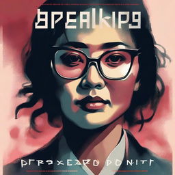 An eerie illustrated book cover for a thriller novel titled 'Breaking Point' featuring an Asian woman with glasses