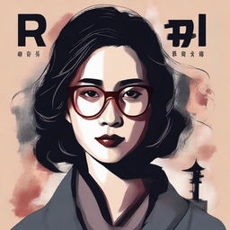 An illustrated book cover for a thriller novel featuring an eerie depiction of an Asian woman with glasses