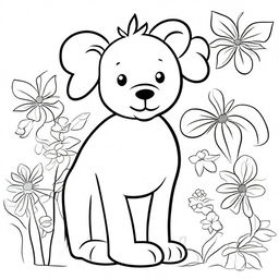 Create an illustration of various animals designed for a coloring book, but with some areas already filled in with colors