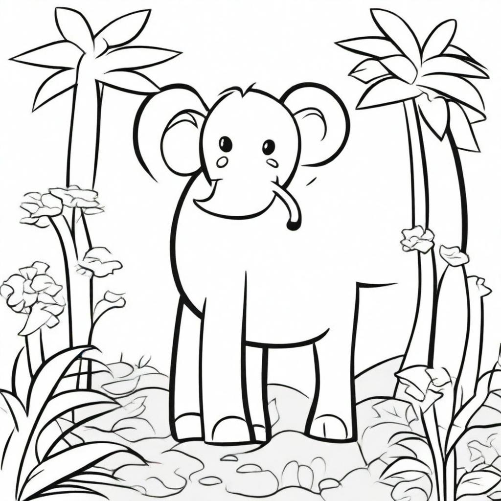 Create a set of animal illustrations for a coloring book, designed with clear lines and simple shapes