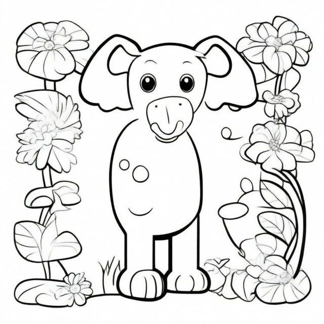 Create a set of animal illustrations for a coloring book, designed with clear lines and simple shapes