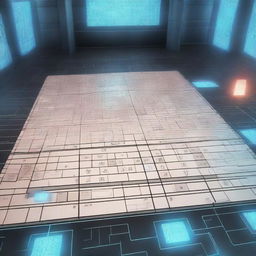 A complex Sudoku puzzle set in a futuristic, high-tech environment