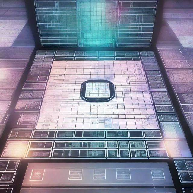 A complex Sudoku puzzle set in a futuristic, high-tech environment