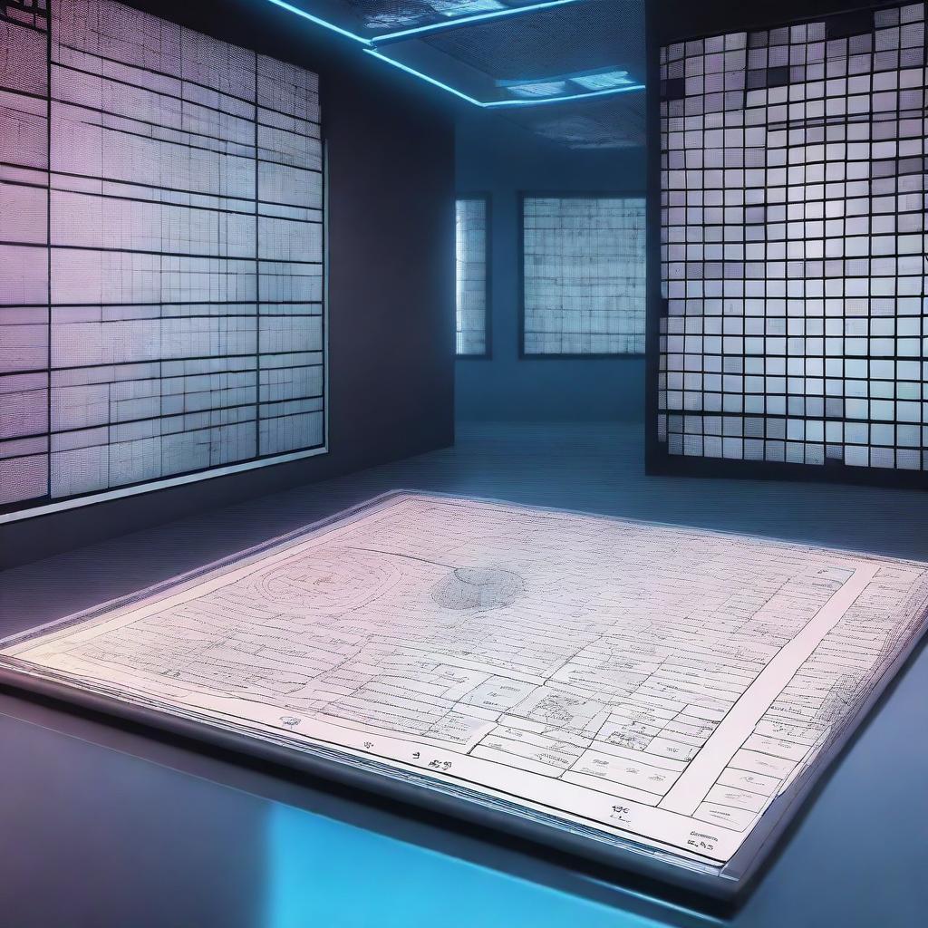 A complex Sudoku puzzle set in a futuristic, high-tech environment