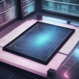 A complex Sudoku puzzle set in a futuristic, high-tech environment