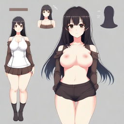 A waifu character with a 105 cm bust, 80 cm waist, and 110 cm hips