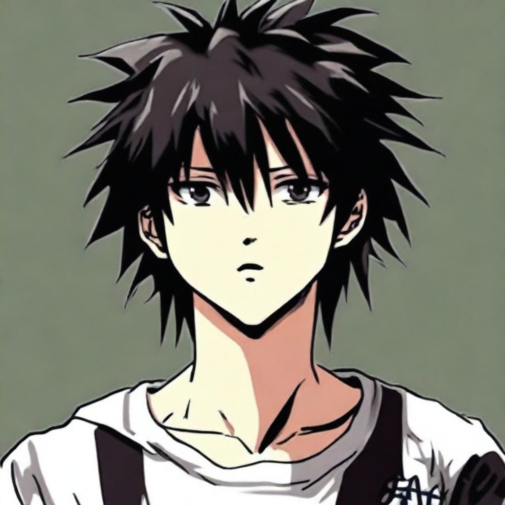 A profile picture of L from Death Note, capturing his unique appearance with messy black hair, dark eyes, and a thoughtful expression