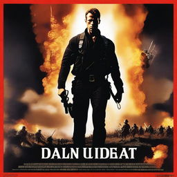 A heroic war movie poster centered around the theme of black pants