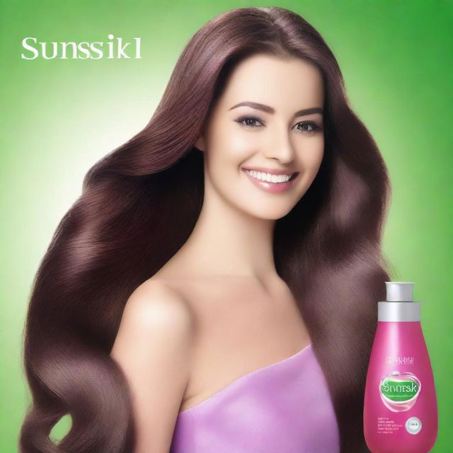 A Sunsilk shampoo commercial featuring a beautiful actress with long, silky smooth hair